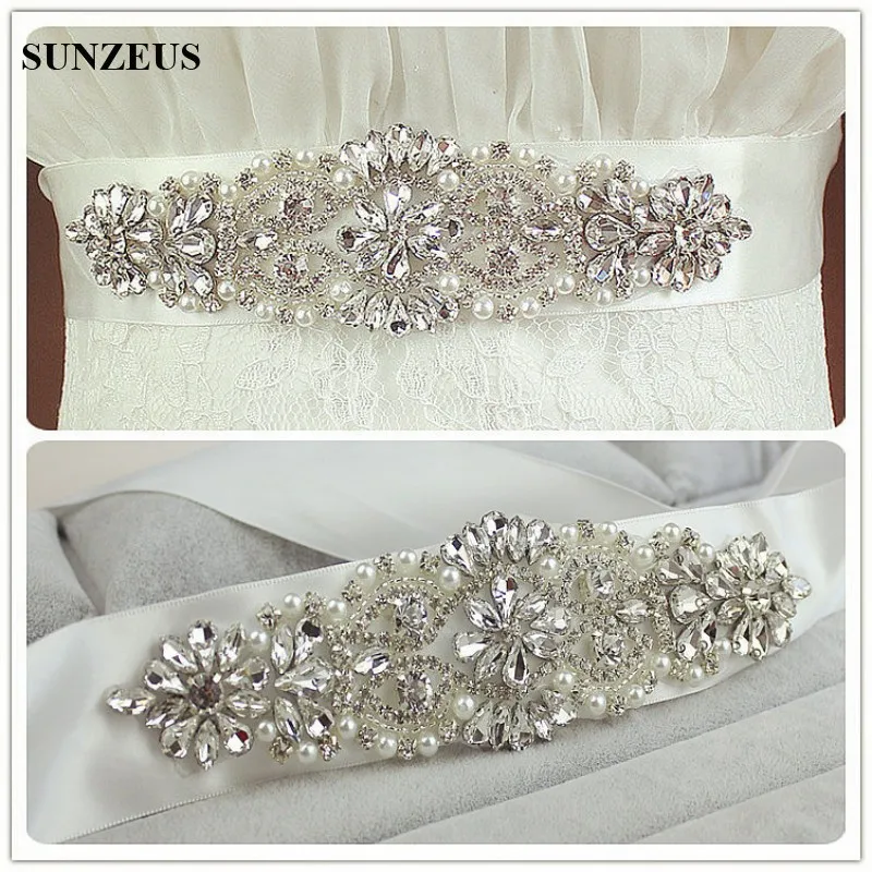 Pearl Wedding Belt Sparkly Beaded Rhinestone Belts for Wedding Dresses