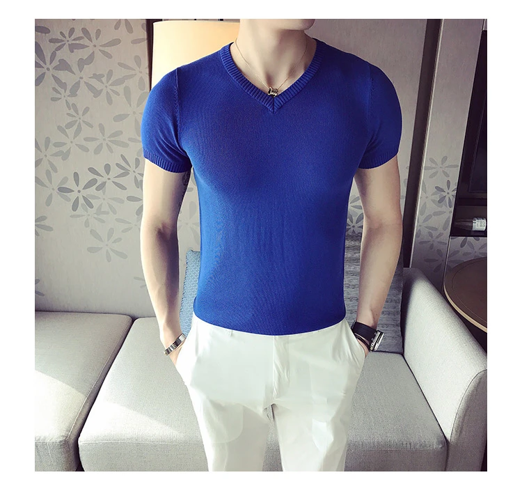 100% козья кашемир мужские Vneck свитер с коротким рукавом сплошной цвет M-2XL оптом и в розницу Настройка