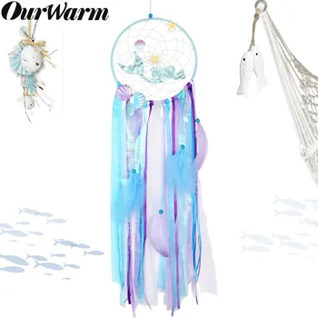 

OurWarm Under The Sea Party Decoration Mermaid Dream Catcher Baby Shower Mermaid Themed Parties Blue Wind Chimes Home Wall Decor