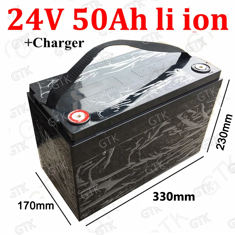 

Lithium 24V 50AH li ion rechargeable battery BMS 7S for 1200W Hunting lamp AGV Rental motorhomes Solar inverter +5A charger