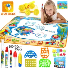 100*70CM Magic Water Drawing Mat Doodle Water 5pcs Magic Pen Drawing Board Painting and Writing Game Educational Toy for Kids 