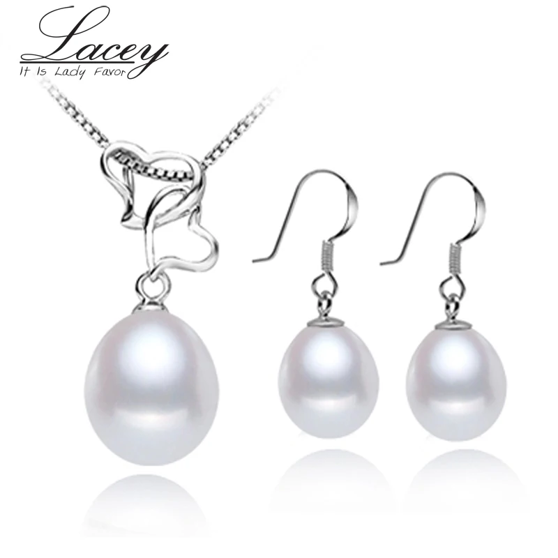 

100% freshwater pearl jewelry sets women 925 sterling silver,real natural white pearl jewelry sets girl trendy gift pendant
