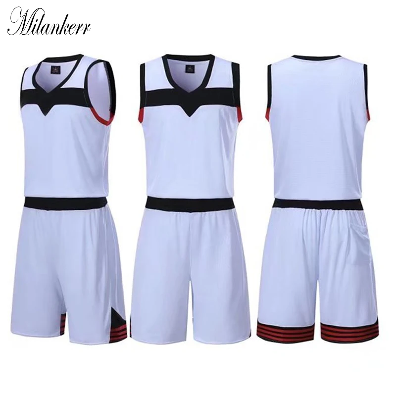 Stripes Basketball Jersey Shorts Set for Men Outdoor Sleeveless Sports