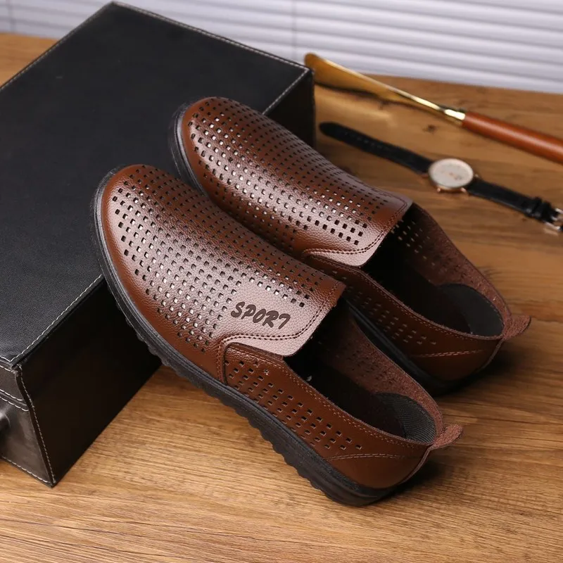 Мужские модельные туфли, Аутентичные мужские летние дышащие открытые сандалии, новая деловая обувь, мужская обувь, английская