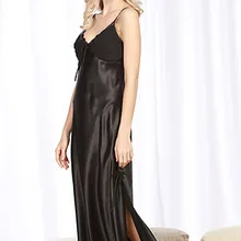 Взрывная модель шелковые пижамы женские летние длинные сексуальные ремни ночная рубашка женская летняя