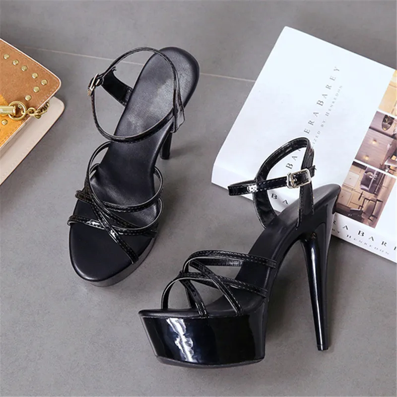 Г. женские босоножки на платформе и высоком каблуке, пикантные Роскошные вечерние женские черные туфли с узкими лентами