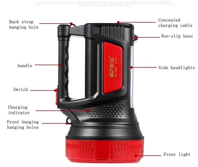 Поисковый светильник, боковой светильник ing, походный светильник, перезаряжаемый аккумулятор, супер дальность 500-800 метров, уличный светодиодный фонарь, водонепроницаемый