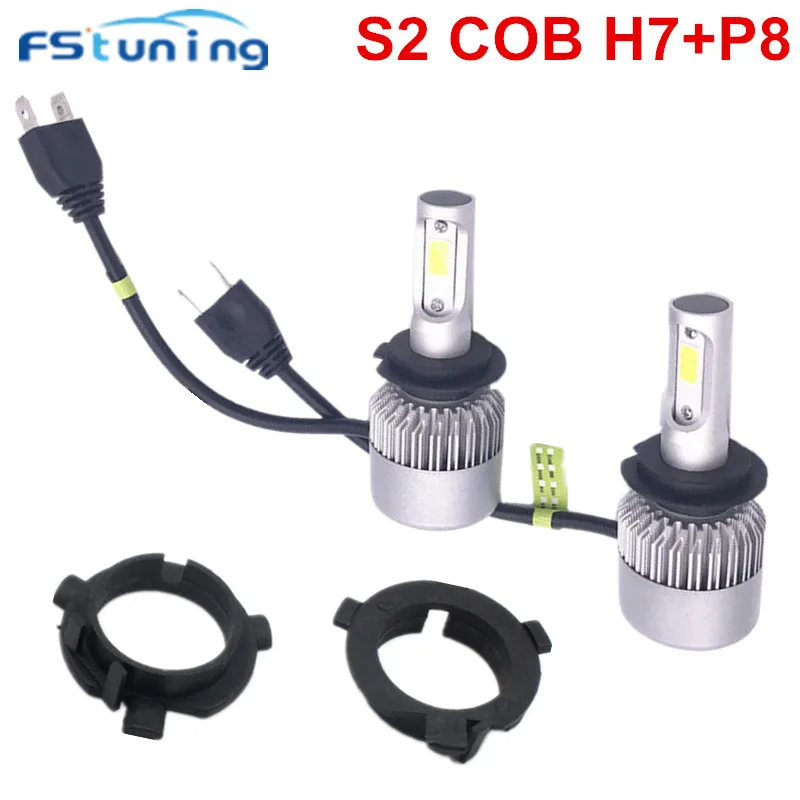 

FStuning Car LED headlight Bulbs with H7 Bulb Holder Adapter base Retainer Clip for KIA k3 Sportage for Hyundai Santa Fe Sonata