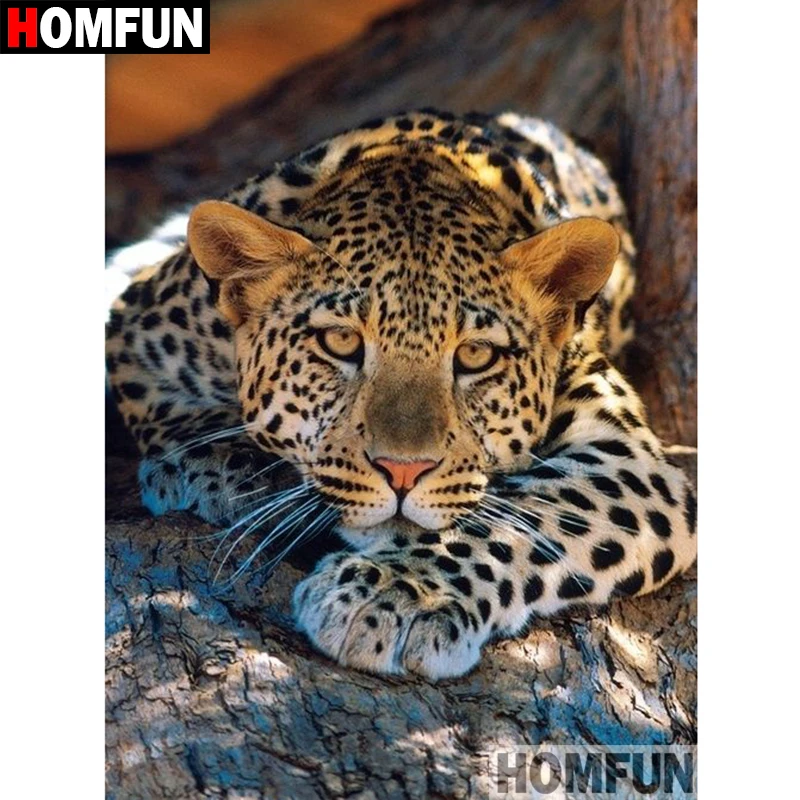 Алмазная живопись HOMFUN A07800 картина животное леопард с полными