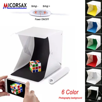 

20x20x20cm Miniature Lightbox Photo Studio Softbox 2 LED Lamp Soft Box 6pcs Photography Background Light Box with Light Adjuster
