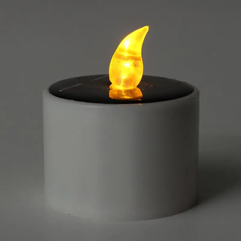 New Arrival Solar Powered Led Candle Lamp Cylindrical Yellow Tea Light