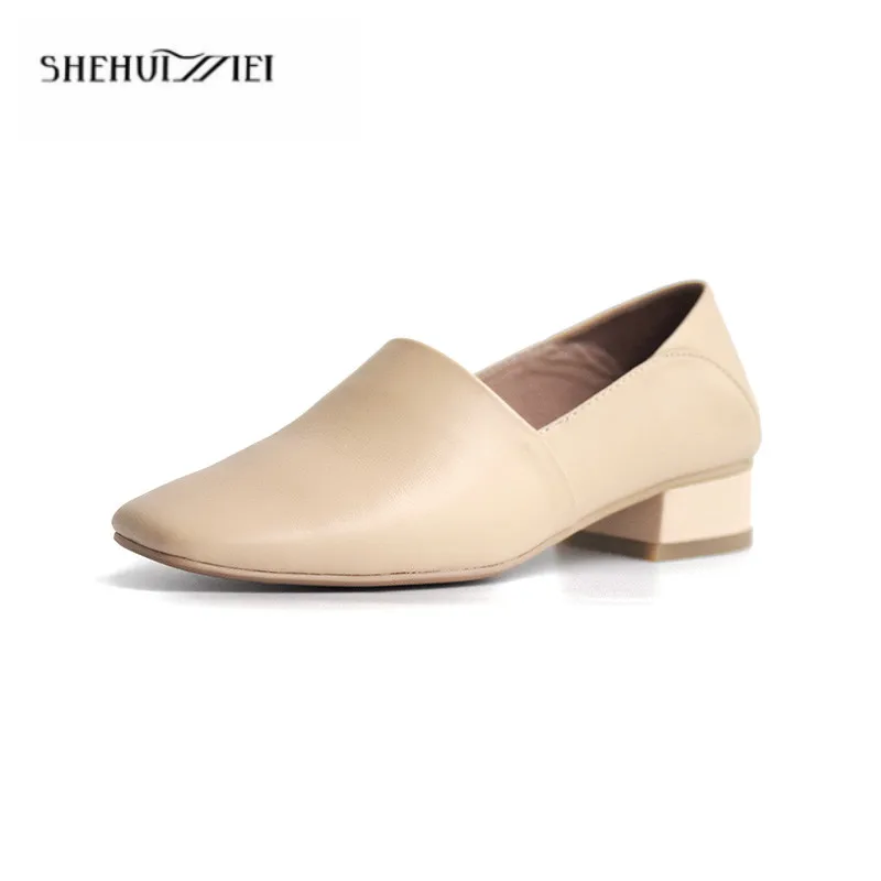 

SHEHUIMEI Women Flats Shoes Genuine Leather Female Casual Shoes Ladies Ballet Flower Breathable Soft Summer Autumn Shoes Mules