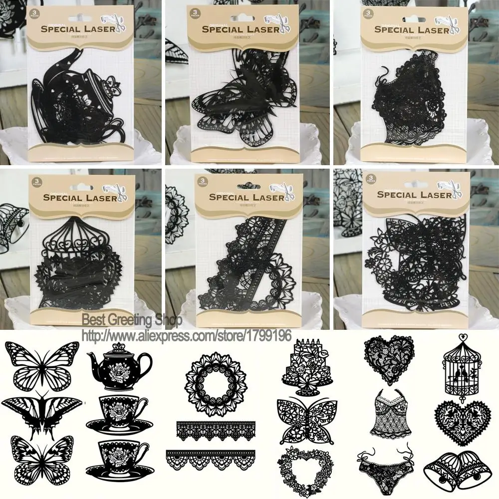 Die cut black flocked paper shapes,handmade diy scrapbooking and crafts