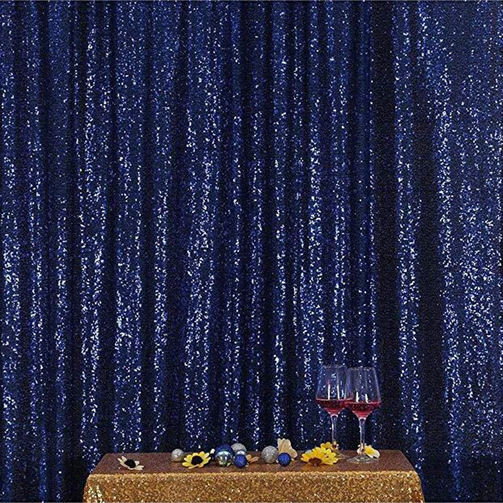 

4FTX6FT Navy blue Sequin Backdrops Sequin Fabric Wedding Backdrops Sequin Curtains Photo Backdrop backdrops for Photography