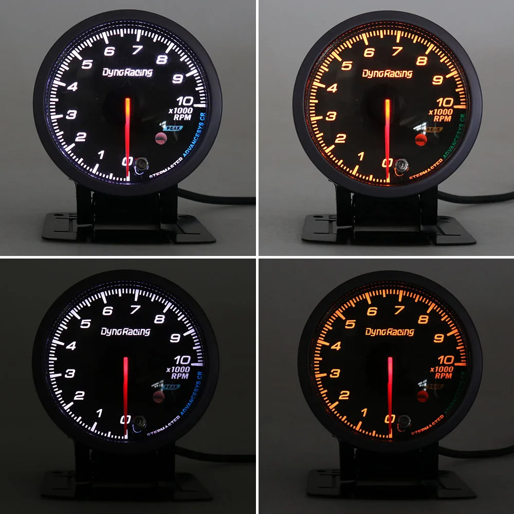 Dynoracing 60 мм Тахометр 0 10000 об/мин gauge Черный лицо с белым и янтарный освещения