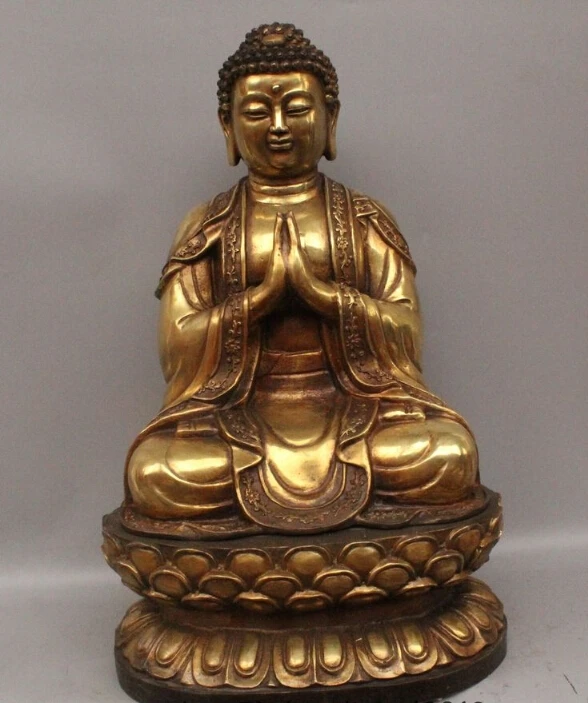 

19" China Tibet Buddhism Bronze Gild Seat Shakyamuni Amitabha Buddha Statue