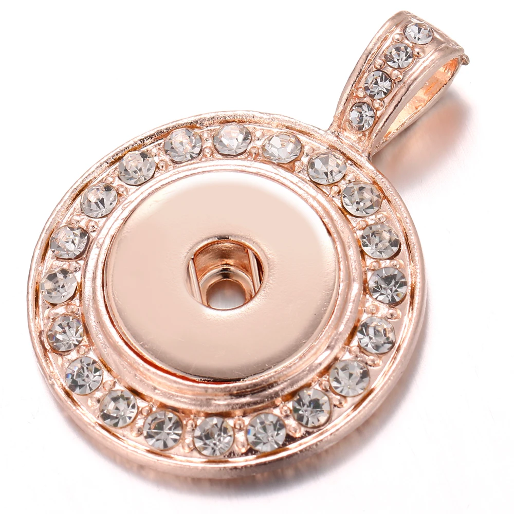 New Snap Jewelry crystal round rose golden charms Pendant Snap Necklace