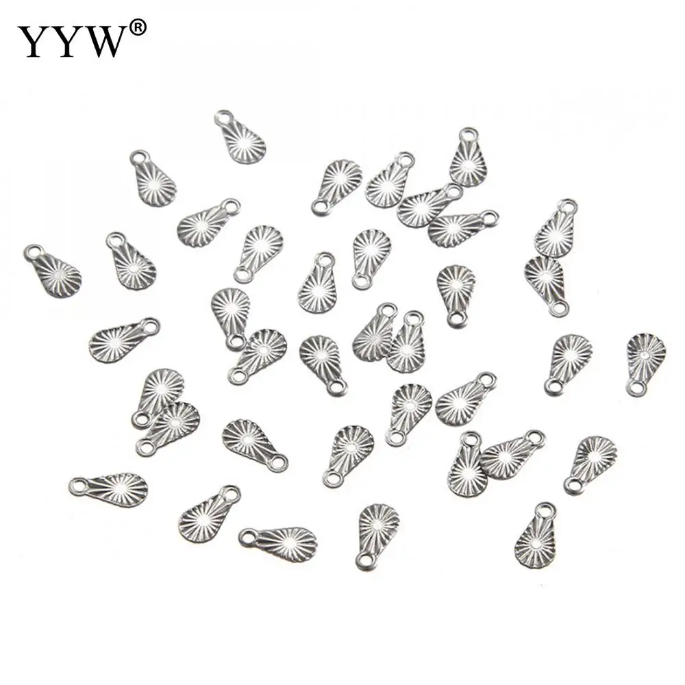 

40pcs/bag Stainless Steel Pendants Original Color Teardrop Pendant for Necklace Bracelets Women Men Jewelry Making Finding 5x9mm