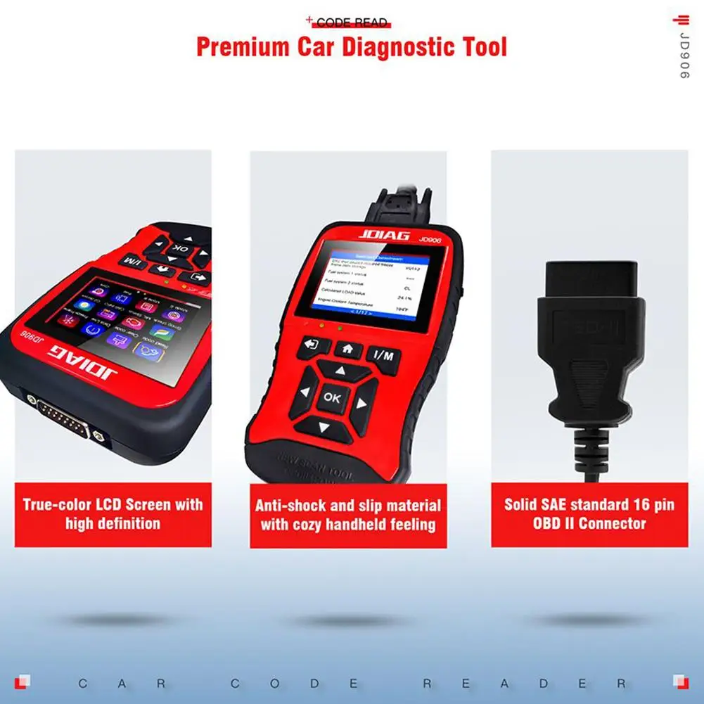 JD906 улучшенный режим 6 режим 8 OBD2 автомобильный сканер считыватель кодов неисправностей для проверки смога с анализом ядра автомобиля диагностический инструмент