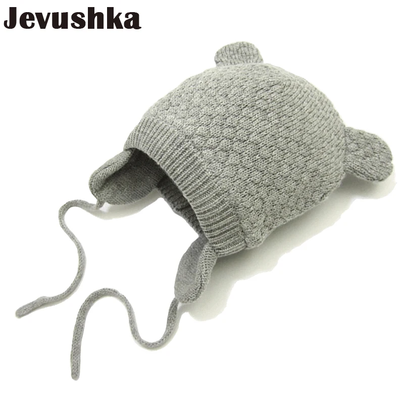 Зимняя хлопковая вязаная шапочка для малыша, шапочки для девочек и мальчиков, шапки-бомберы с милыми ушками, детские вязаные шапки Gorro HT014