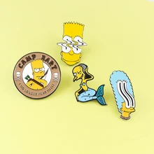 Broche de botones de anime de la familia The Simpsons, Broche de solapa Vintage con insignia de la serie TV