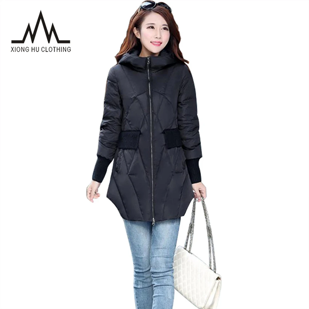 New Winter Jacket Woman Outerwear Slim Hooded Down Jacket