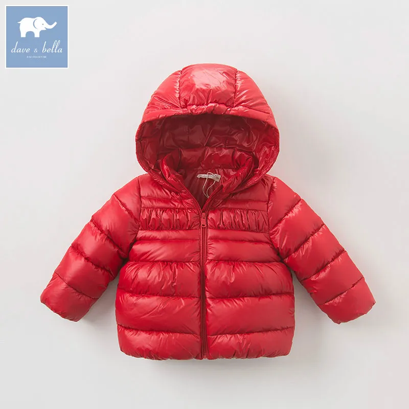 

DB6326 dave bella winter infant coat baby girls 6 color solid Light down jacket white duck down padded coat hooded outerwear