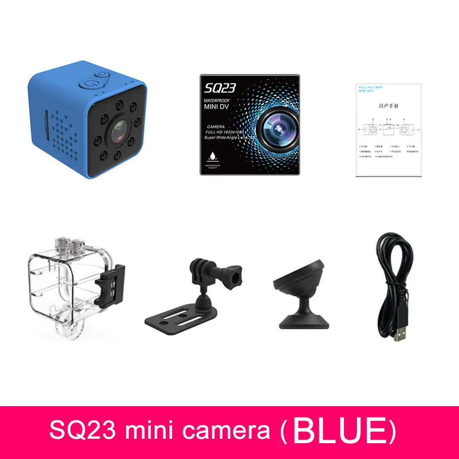 SQ23 wifi мини камера маленькая камера 1080P видео датчик ночного видения Видеокамера микро камера s DVR регистратор движения видеокамера - Цвет: SQ23 blue