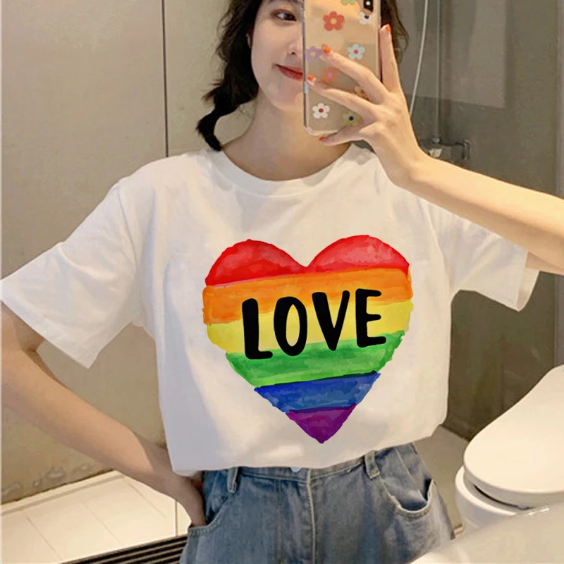 Новая футболка ЛГБТ Харадзюку, женская футболка Ullzang Gay Pride 90 s, футболка с графическим мультяшным принтом, футболка в Корейском стиле, женские футболки - Цвет: 6679