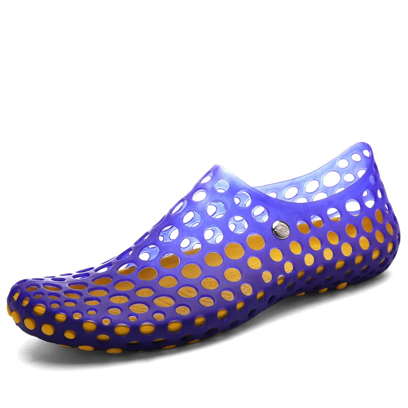Мужские летние сандалии; легкие и удобные лоферы на плоской подошве; Новинка года; мужские туфли сандалии для отдыха; Водонепроницаемая Обувь - Цвет: Синий
