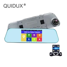 QUIDUX автомобиля Зеркало заднего вида DVR " сенсорный Двойной объектив Full HD 1080 P ADAS Ночное видение автомобиля видео Камера Регистраторы Парковка монитор