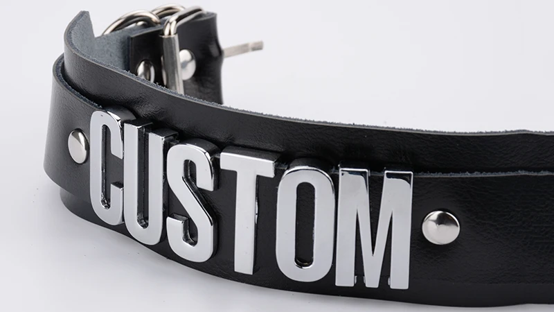 Custom Personalized Name Choker Necklace Exaggerated Wide Genuine Leather Two Layer Collar Choose Word  Party Necklace Women 10