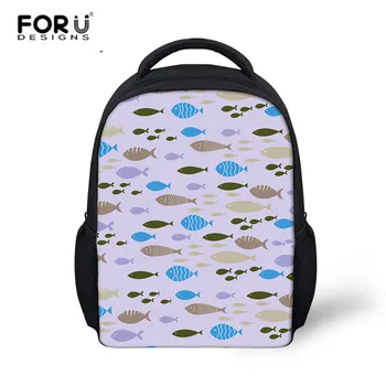 

FORUDESIGNS Kids Girls Cute Fashion School Backpack Cartoon Fish Pattern Schoolbag for Child Boys Mini Canvas Rucksack Sac A Dos