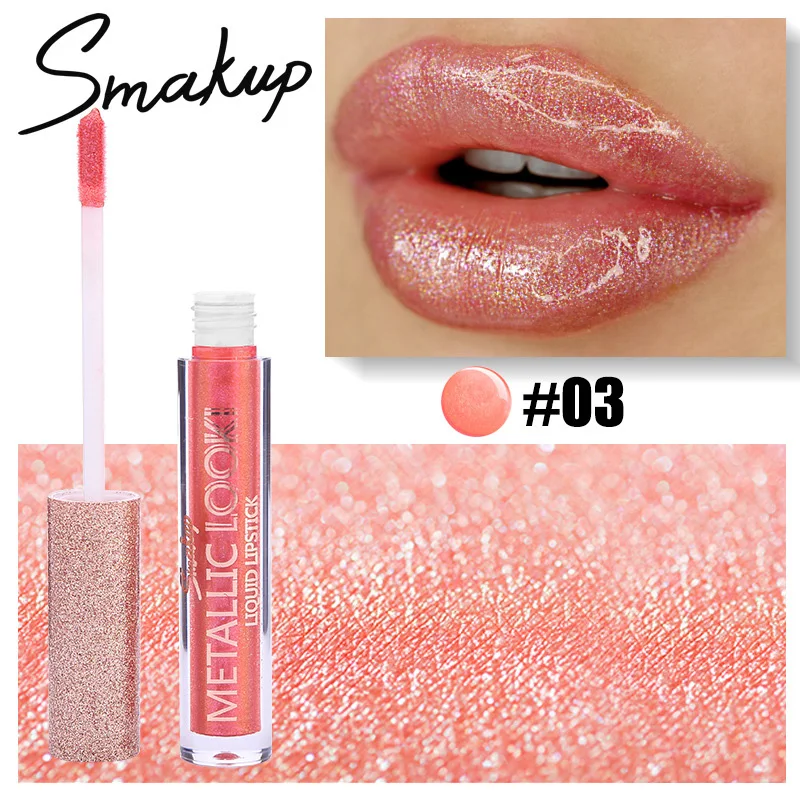 Smakup 8 Colors Shimmer Liquid Lipstick Long-lasting Moisuturzer Glitter Flip Lipgloss Sparkly Makeup Cosmetics Make Up Beauty