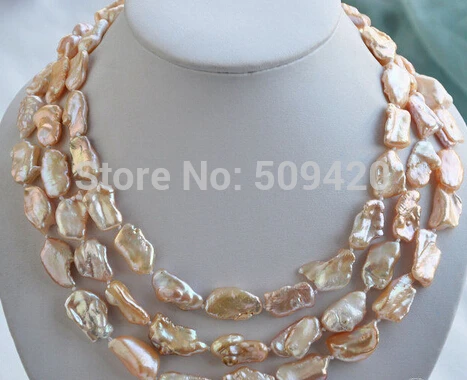 

~~ Free Shipping >20mm PINK BAROQUE KESHI REBORN biwa PEARL NECKLACE 50