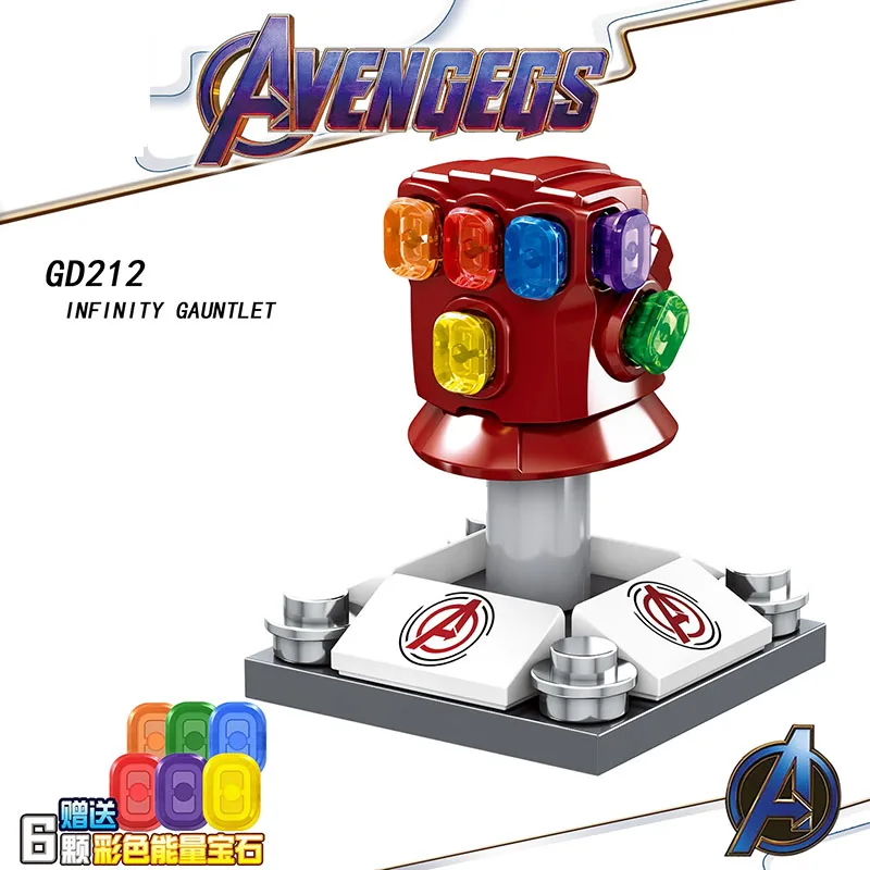 

Single Sale LegoINGlys Super Heroes Avengers Endgame Legoed Marvel Infinity Gauntlet Power Stones Thanos Gloves Blocks Toys Gift