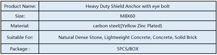 M8X60 болт для глаз сверхмощный бетонный анкер расширяющегося дюбеля 5 шт./кор