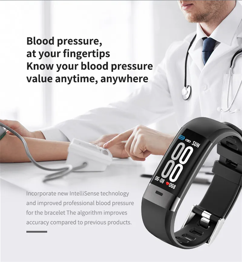 LYKRY ECG Смарт часы PPG монитор сердечного ритма кровяное давление шагов фитнес-трекер Smartwatch спортивный ремешок для ios android