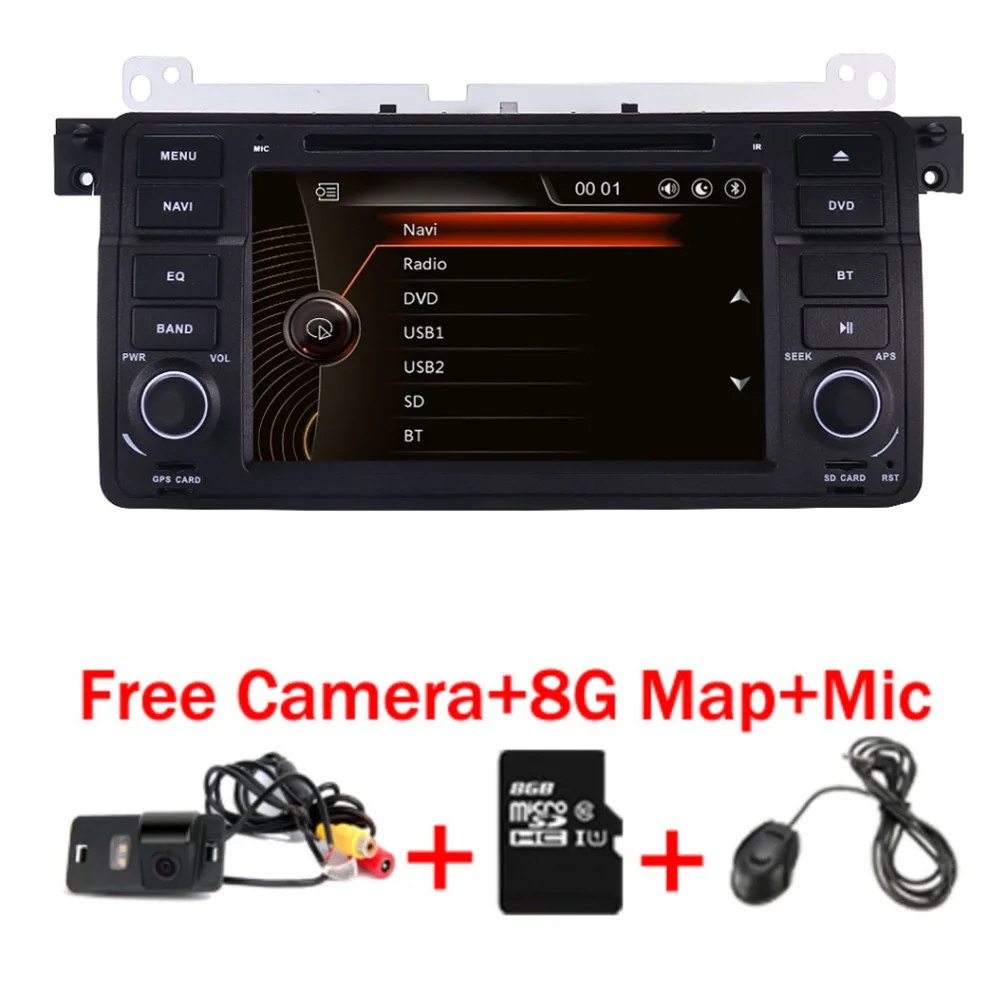 Factory Price 2 Din Car DVD Player for BMW E46 M3 With GPS Bluetooth Radio RDS USB IPOD Steering wheel Free Car rearview camera