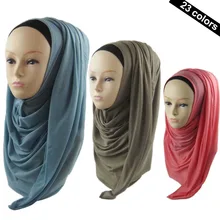 24 шт./лот) Джерси полиэстер сплошной цвет мусульманский хиджаб длинный шарф, шаль 180*80 см, можно выбрать цвета JLS199