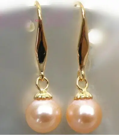 

Wholesale price ^^^new 8-7MM AAA PERFECT south sea pink pearl earrings