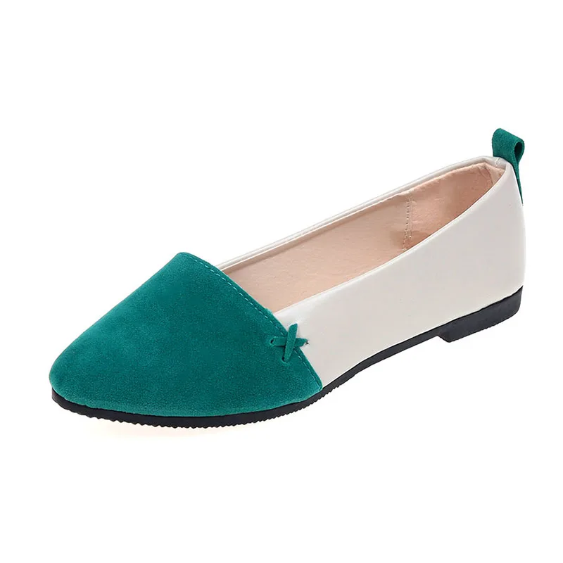 

COZULMA Women Pointed Toe Patchwork Flat Casual Shoes Non-slip Fashion Sneakers Female Soft Sole Slip-on Boat Shoes Size 35-40