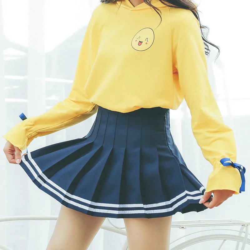 Spring Summer Preppy Style Stripe Skirts Women Cute Little Fresh Skirt Fashion High Waist Sweet Pleated Skirt Cotton Mini Skirts Skirts