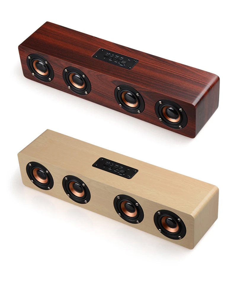 

Portable HIFI Bluetooth Speaker Super Bass 12W Four Speakers Wireless Wood Home Theater Loudspeaker Support TF Handsfree