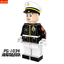 GUSUG 100 шт., военная специальная служба, морской корпус HK, полицейский, белый, синий, пальто, Летающие тигры, строительные блоки, подарок, детские игрушки