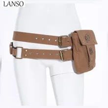 2017 Hot Famous Brand Retro Punk Steampunk Locomotive Bag Mobile Phone Pockets Fashion Punk Pock Waist Pack Pu Leisure Bag