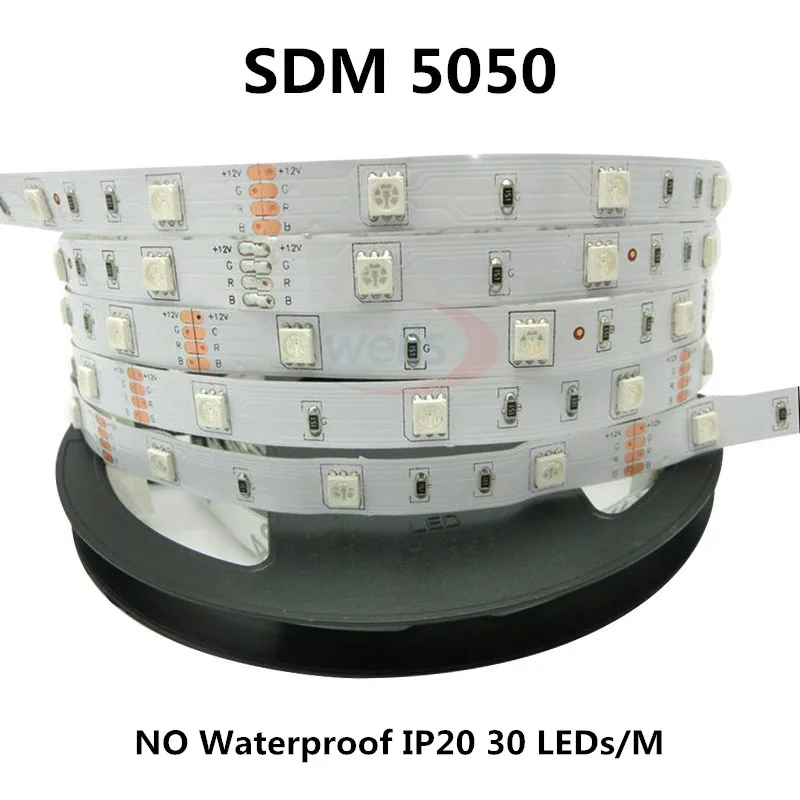 Светодиодные ленты 5050 Водонепроницаемый DC12V 30 светодиодный s/m 5 м/лот гибкий света