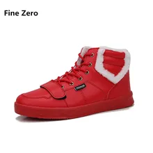 Fine Zero man red black grey Winter Fur Plush Warm High Top Shoes Male Autumn Casual Ankle Boot Man Winter Super Warm Botas