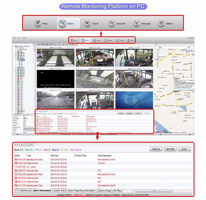 1080P 4CH gps wifi 2 ТБ HDD Автомобильный видеорегистратор MDVR видео рекордер камера монитор в реальном времени