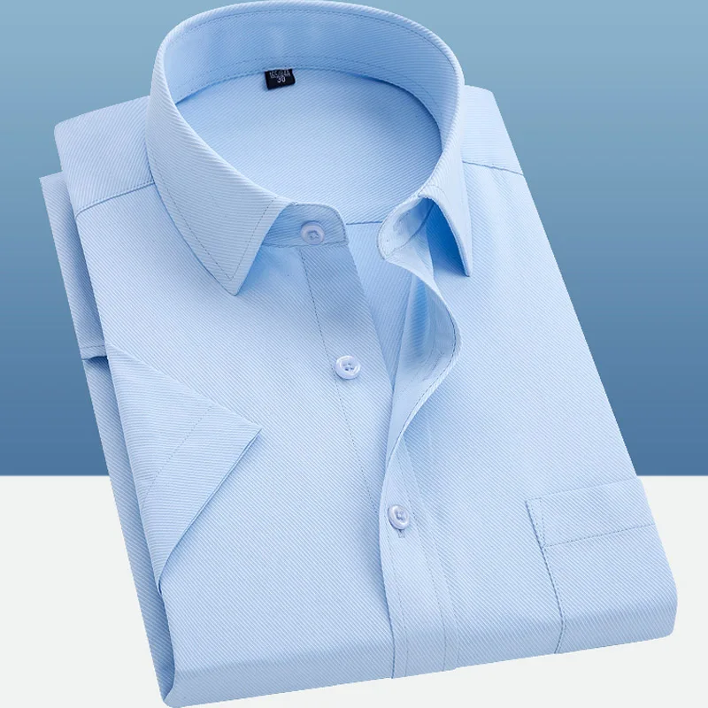 6XL 7XL 8XL 9XL Мужская Повседневная рубашка с коротким рукавом приталенные мужские рубашки Деловые повседневные рубашки повседневные теплые мягкие деловые рубашки - Цвет: Небесно-голубой